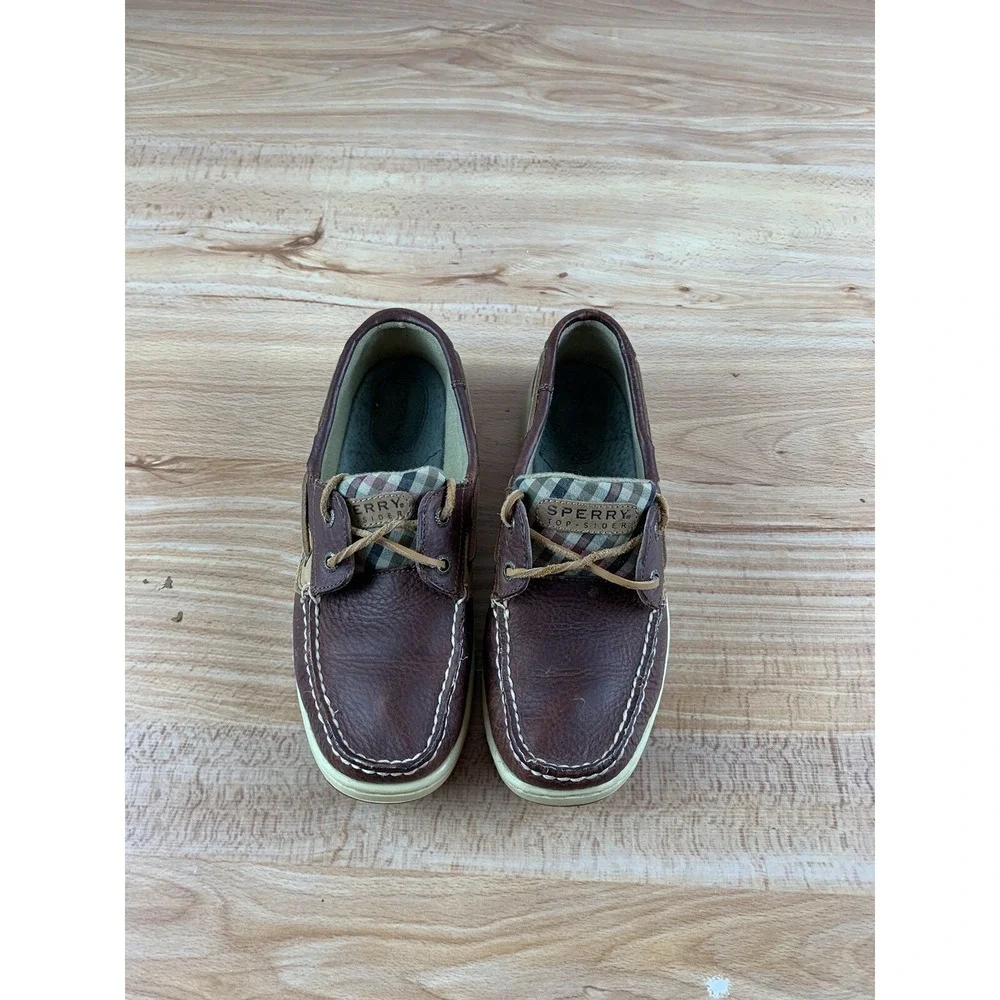 Sperry‎ Top-Sider Women 8M Brown Plaid Bluefish Boat Casual Shoes 9353632